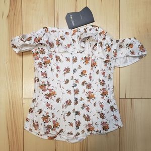 UK6 Floral Corset offshoulder ruffle top